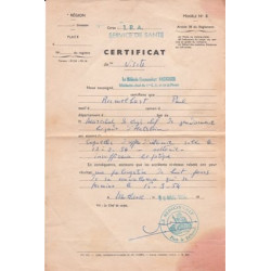 Certificat de Visite d'un gendarme au Service de Santé du 1er Régiment d'Artillerie