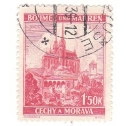 Bohème-Moravie : Timbre 1,50 K gros modèle Occupation allemande oblitéré
