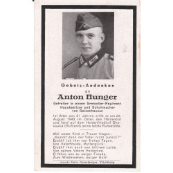 Avis de Décès : Caporal de Grenadiers Anton Hunger