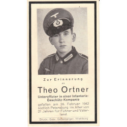 Avis de Décès : Sous-officier de compagnie de protection d'Infanterie Theo Ortner