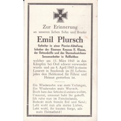 Avis de Décès : Caporal de Pionniers Emil Plursch