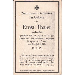 Avis de Décès : Caporal Ernst Thaler