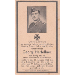 Avis de Décès : Sous-officier Georg Herfellner