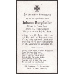 Avis de Décès : Soldat d'Infanterie Johann Burgstaller
