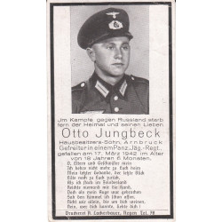 Avis de Décès : Caporal de Panzerjäger Otto Jungbeck