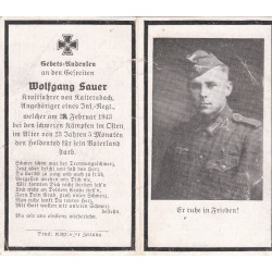 Avis de Décès double : Caporal d'Infanterie Wolfang Sauer