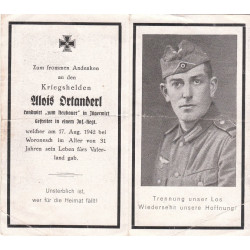 Avis de Décès double : Caporal d'Infanterie Alois Ortanderl