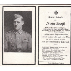 Avis de Décès double : Sous-officier d'Artillerie Alois Grassl