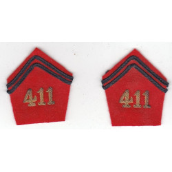 Paire de pattes de col sous-officier / officier du 411ème d'Artillerie Anti Aérienne - F.F.L.