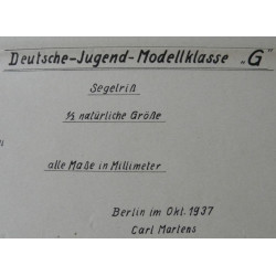 Kriegsmarine Plan de Maquette de voilier ModelKlasse G Deutschejugend