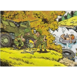 Carte humoristique de Foyer militaire (Maezelle)