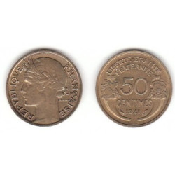 Pièce de Monnaie de 50 Centimes Morlon en bronze-aluminium 1939