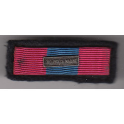 Barrette sur support de médaille de la Défense Nationale "Bronze" avec agrafe "Troupes de Marine"