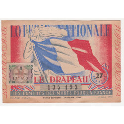 Billet de Loterie Nationale "Le Drapeau" de 1941