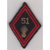 Losange de bras 51ème Régiment d'Infanterie sous-officier/officier à crochets