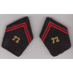 Paire de pattes de collet d'Officier du 72ème Régiment du Génie à crochets